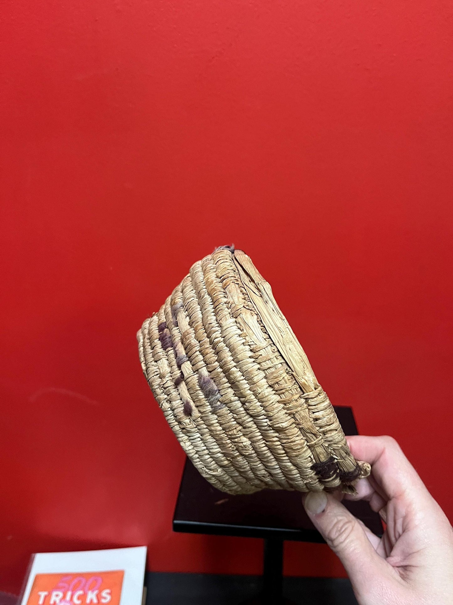 Lovely 10 x 7 x 4 high indigenous first nations basket  not perfect but priced well