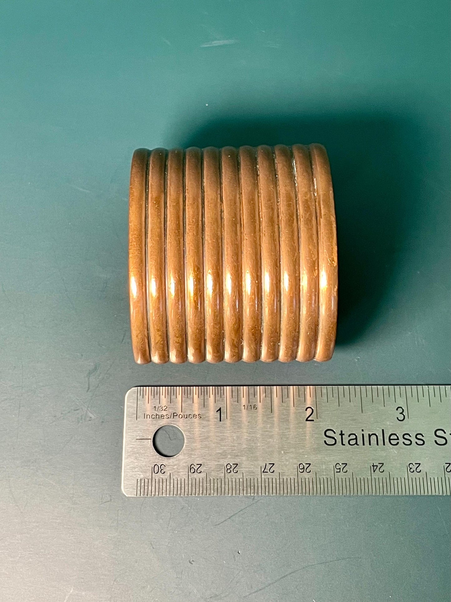 2 inch Ribbed Copper Cuff Bracelet