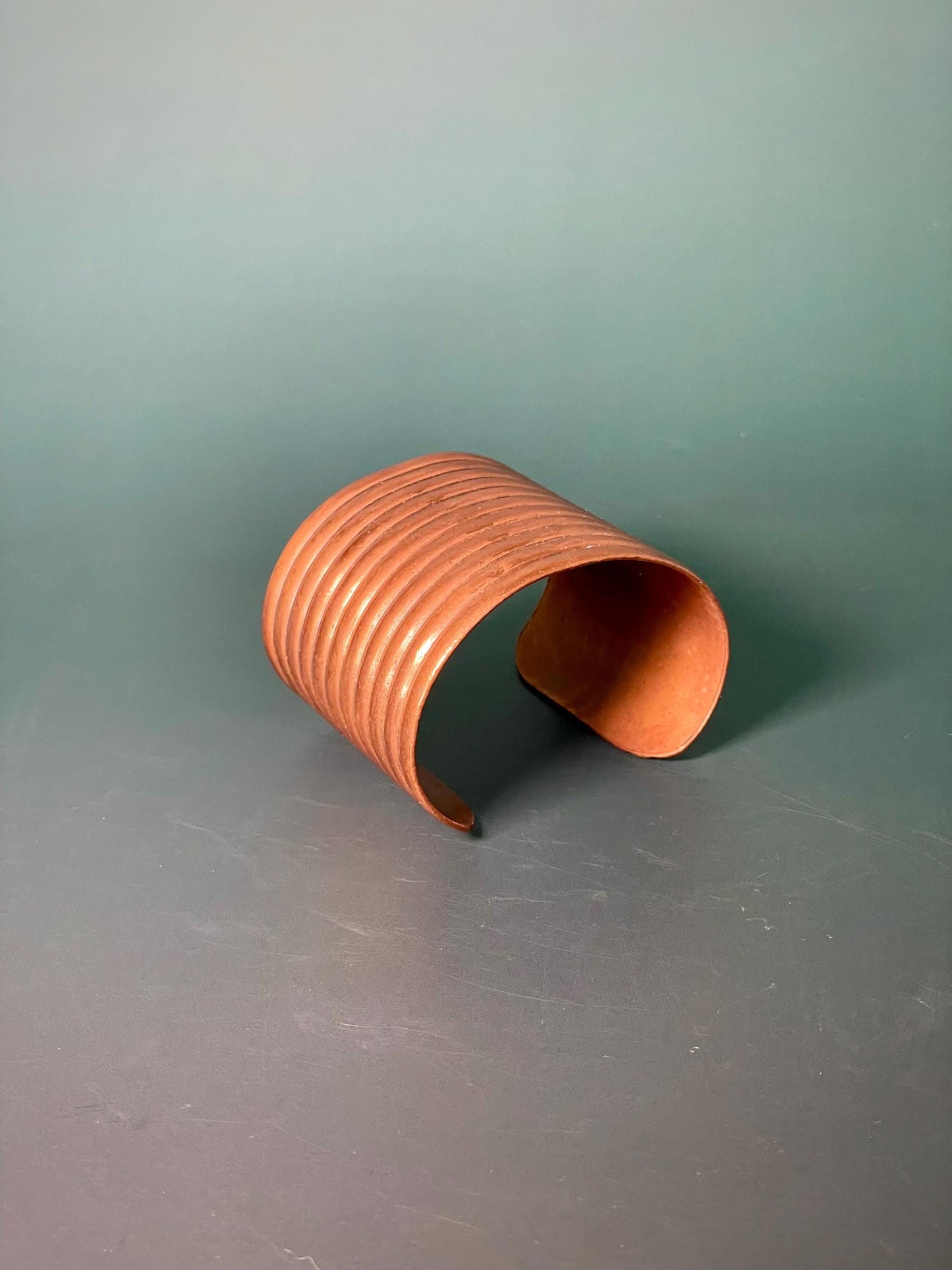 2 inch Ribbed Copper Cuff Bracelet