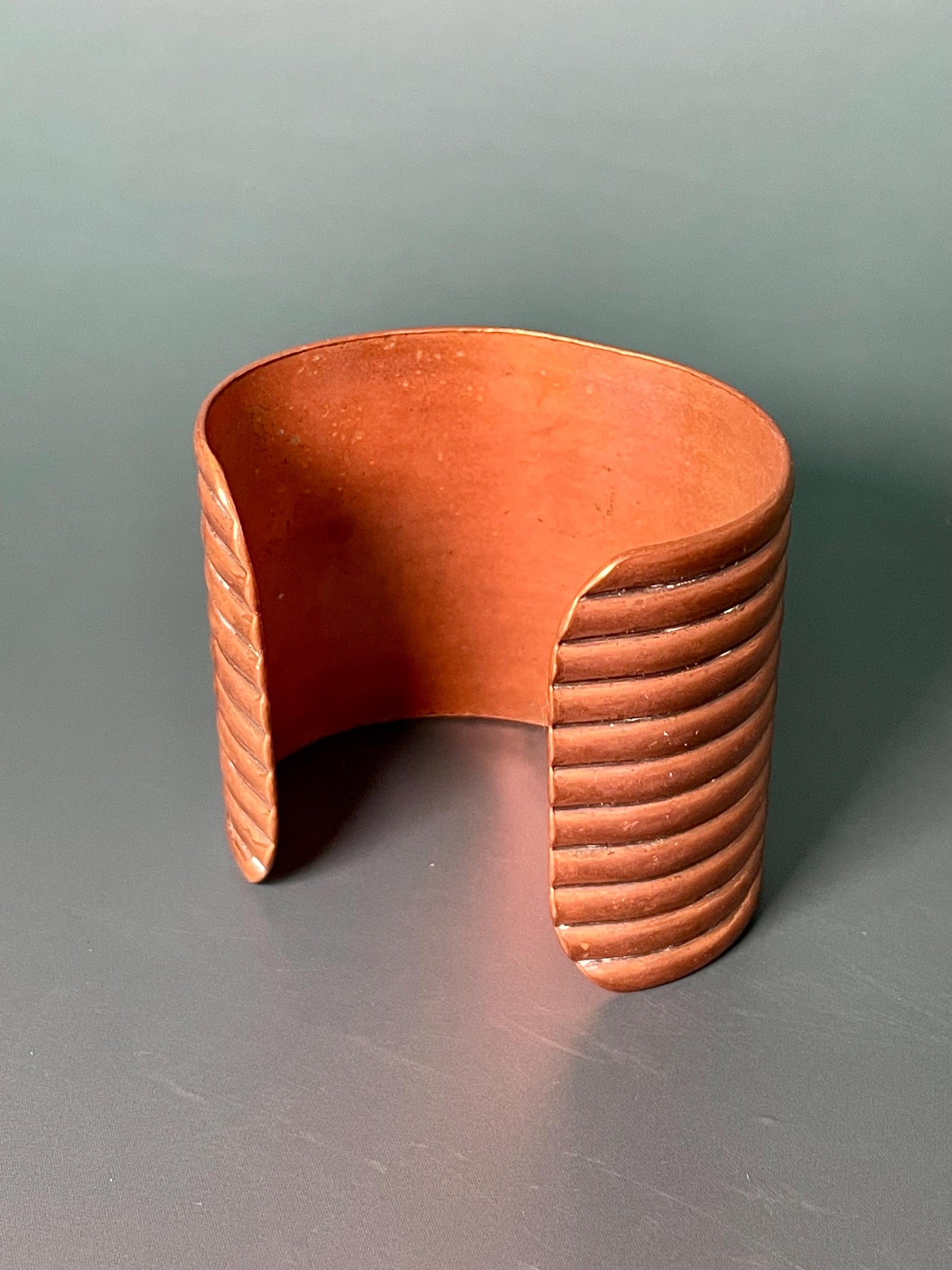 2 inch Ribbed Copper Cuff Bracelet
