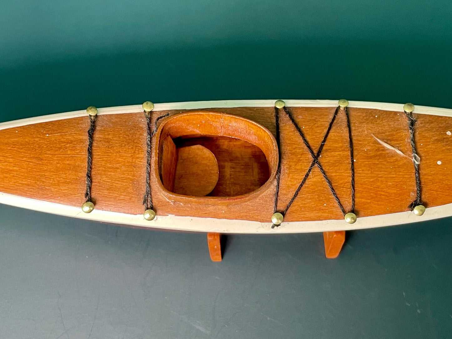 Handcrafted Wooden Kayak with Stand  8 inch x 1.5 inch High