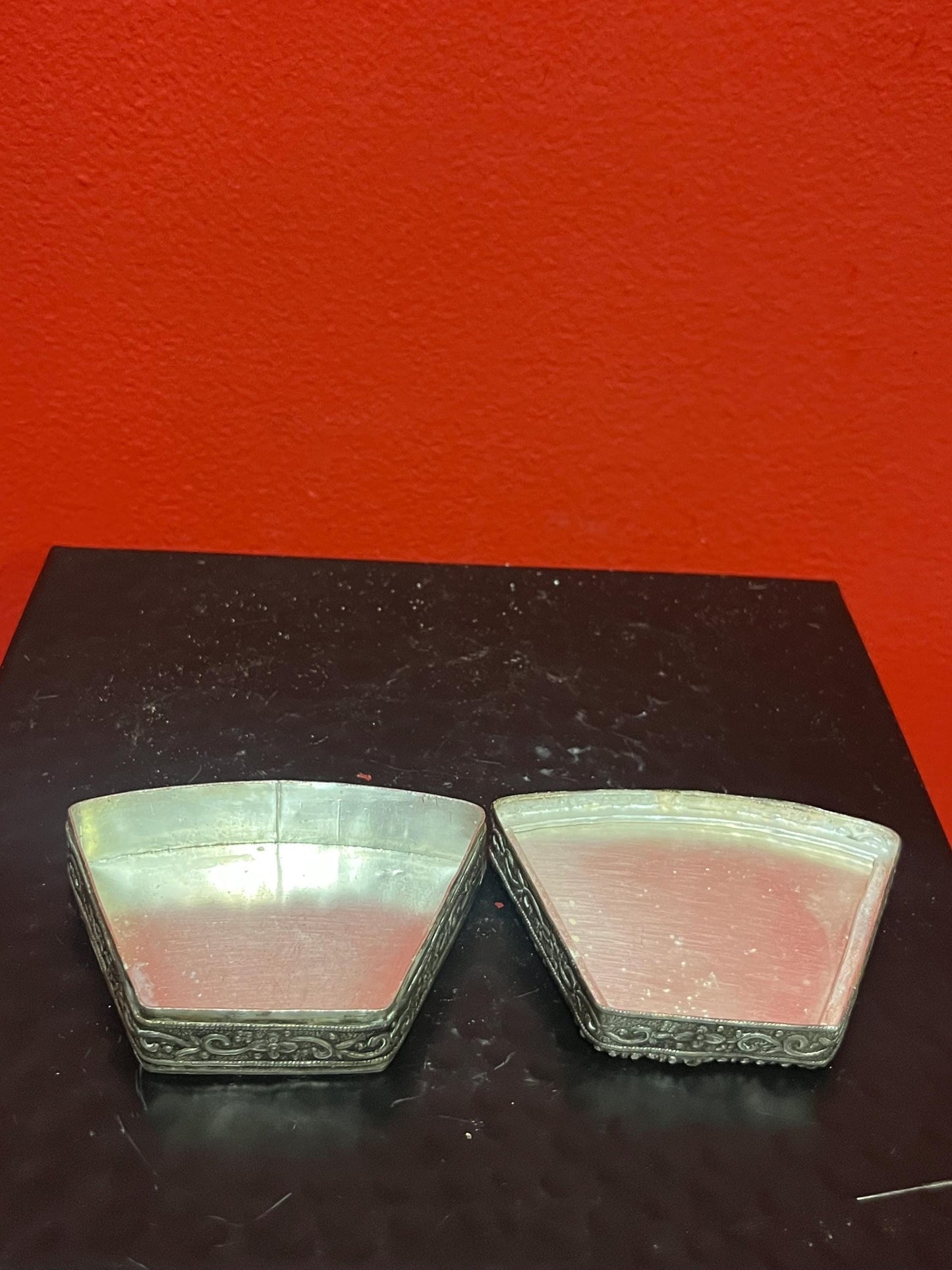 cool 3 inch  Asian untested silver and porcelain koi box