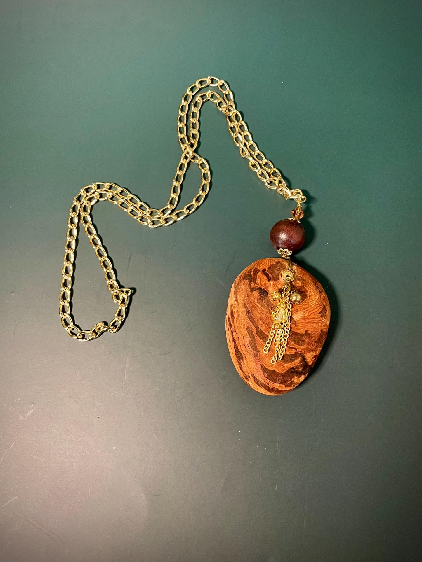 Driftwood Pendant Necklace with Bead Accents  31 Chain, 5 Pendant