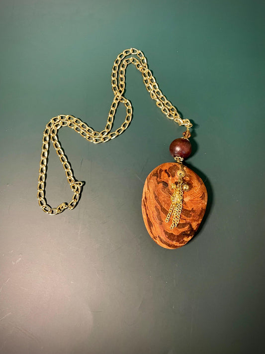 Driftwood Pendant Necklace with Bead Accents  31 Chain, 5 Pendant