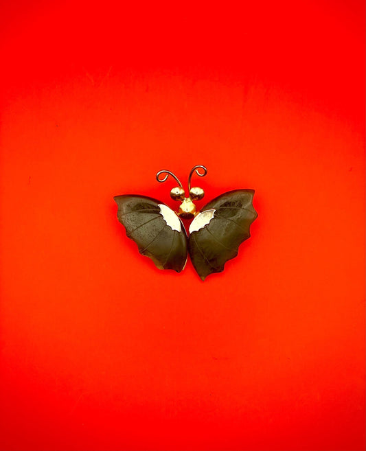 Stunning Jade and gold Butterfly Brooch