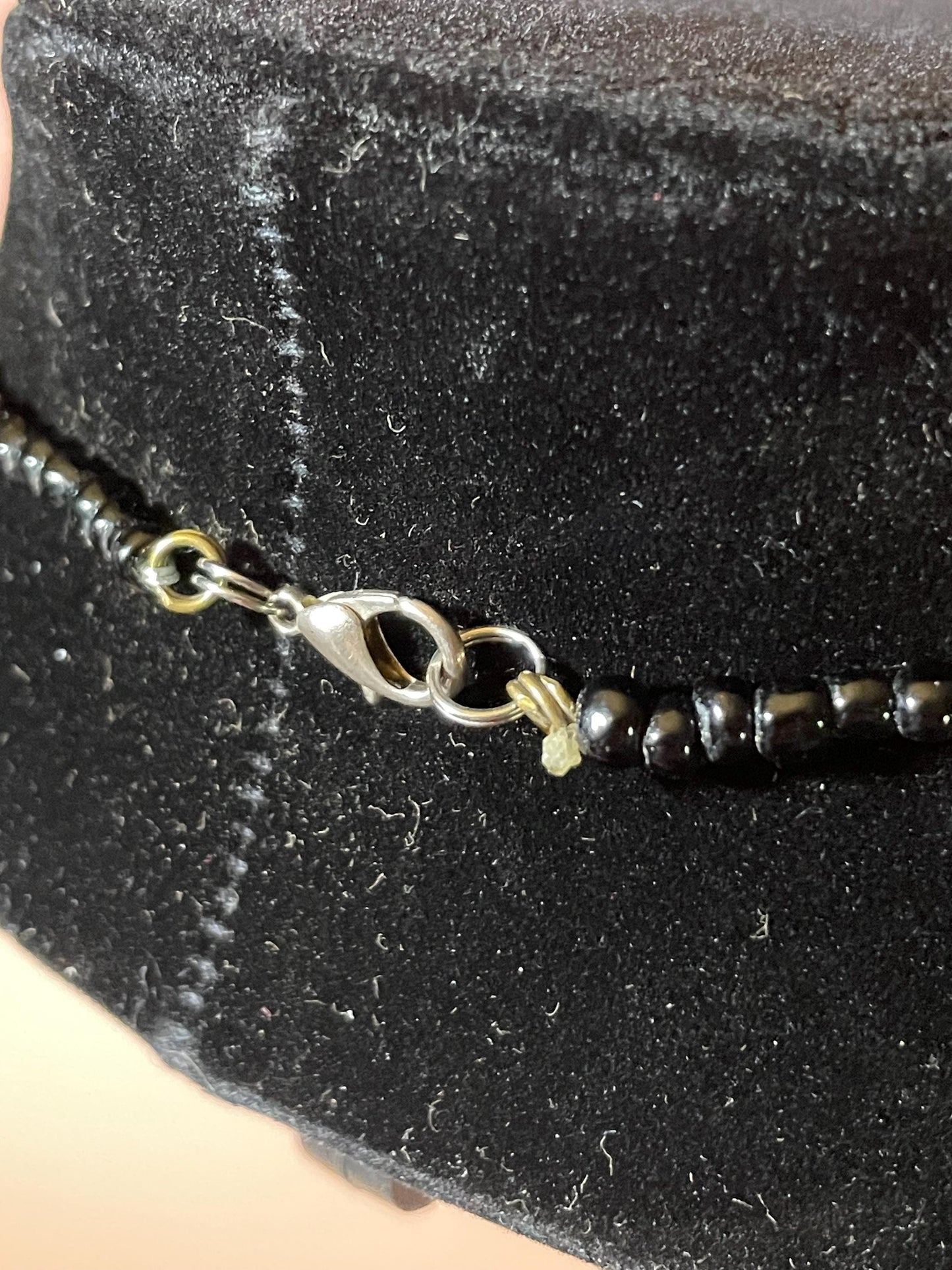 21 inch Stone, Bead and Silver Necklace with Amulet