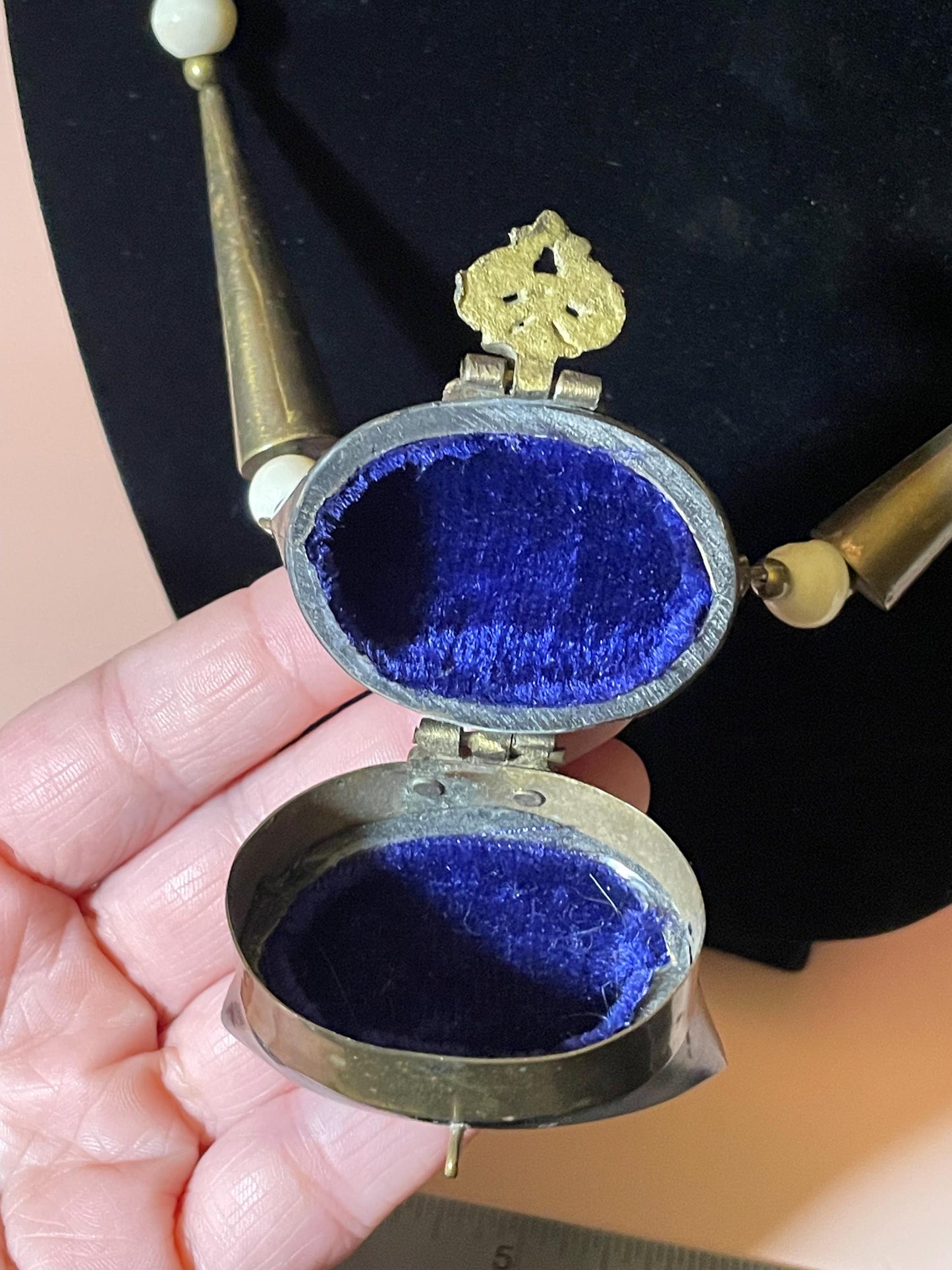 Persian Bone, Brass and Horn Necklace with Mini Purse