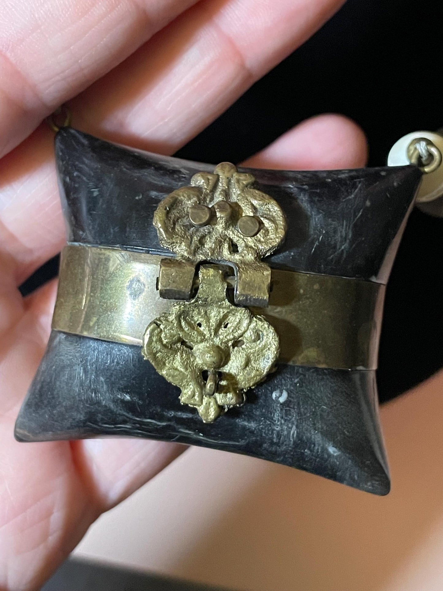 Persian Bone, Brass and Horn Necklace with Mini Purse