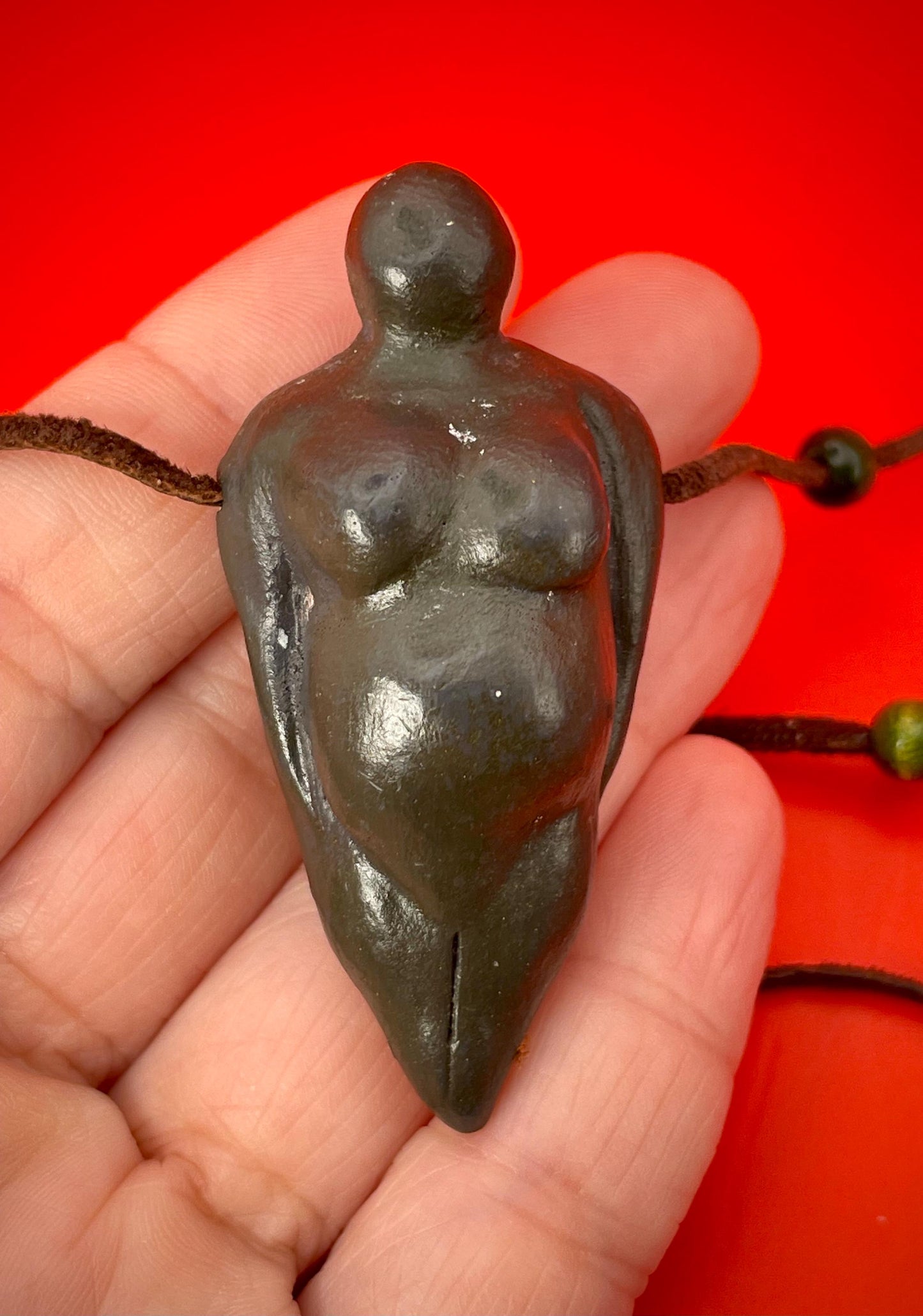 Amazing 27 inch Abstract Stone Nude Pendant Necklace with Rope and Wooden Beads