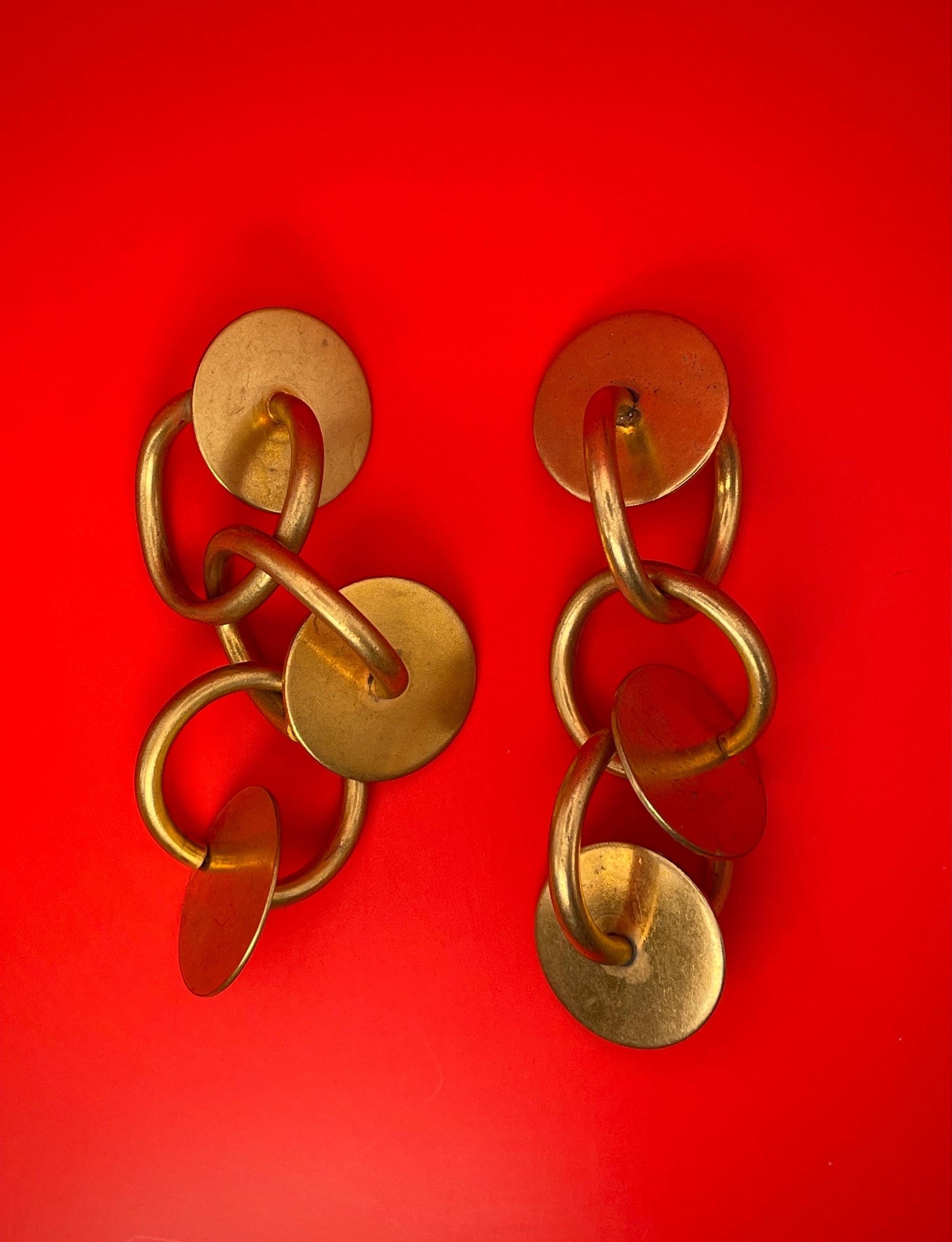 4 inch Mid-Century Modern Metal Clip on Earrings