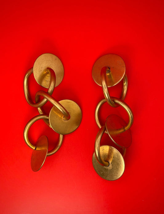 4 inch Mid-Century Modern Metal Clip on Earrings