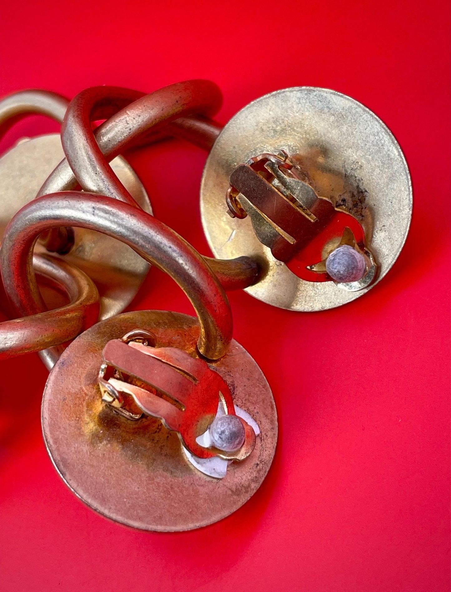 4 inch Mid-Century Modern Metal Clip on Earrings