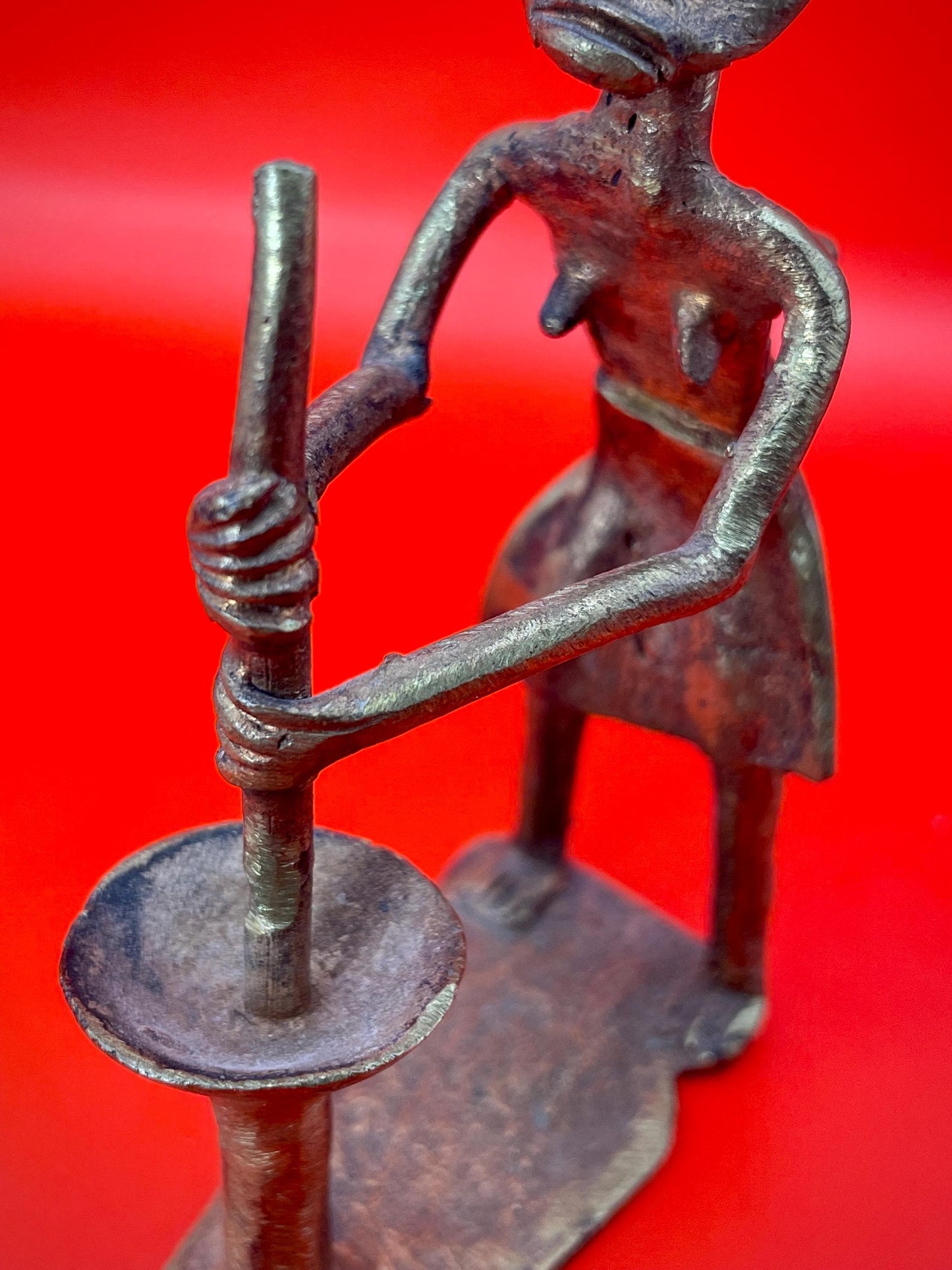 4.25 inch African Bronze Ashanti Statue  great patina