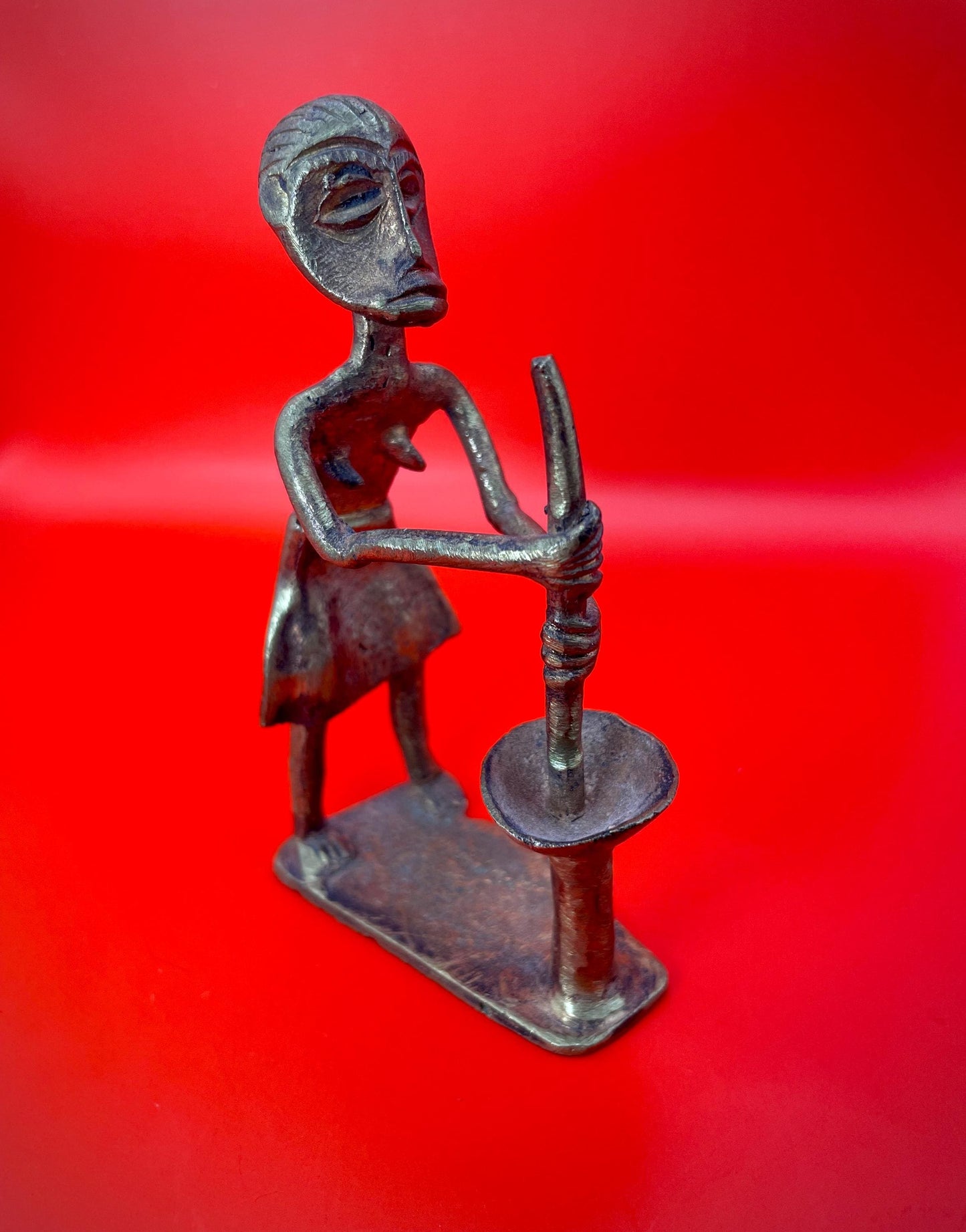 4.25 inch African Bronze Ashanti Statue  great patina