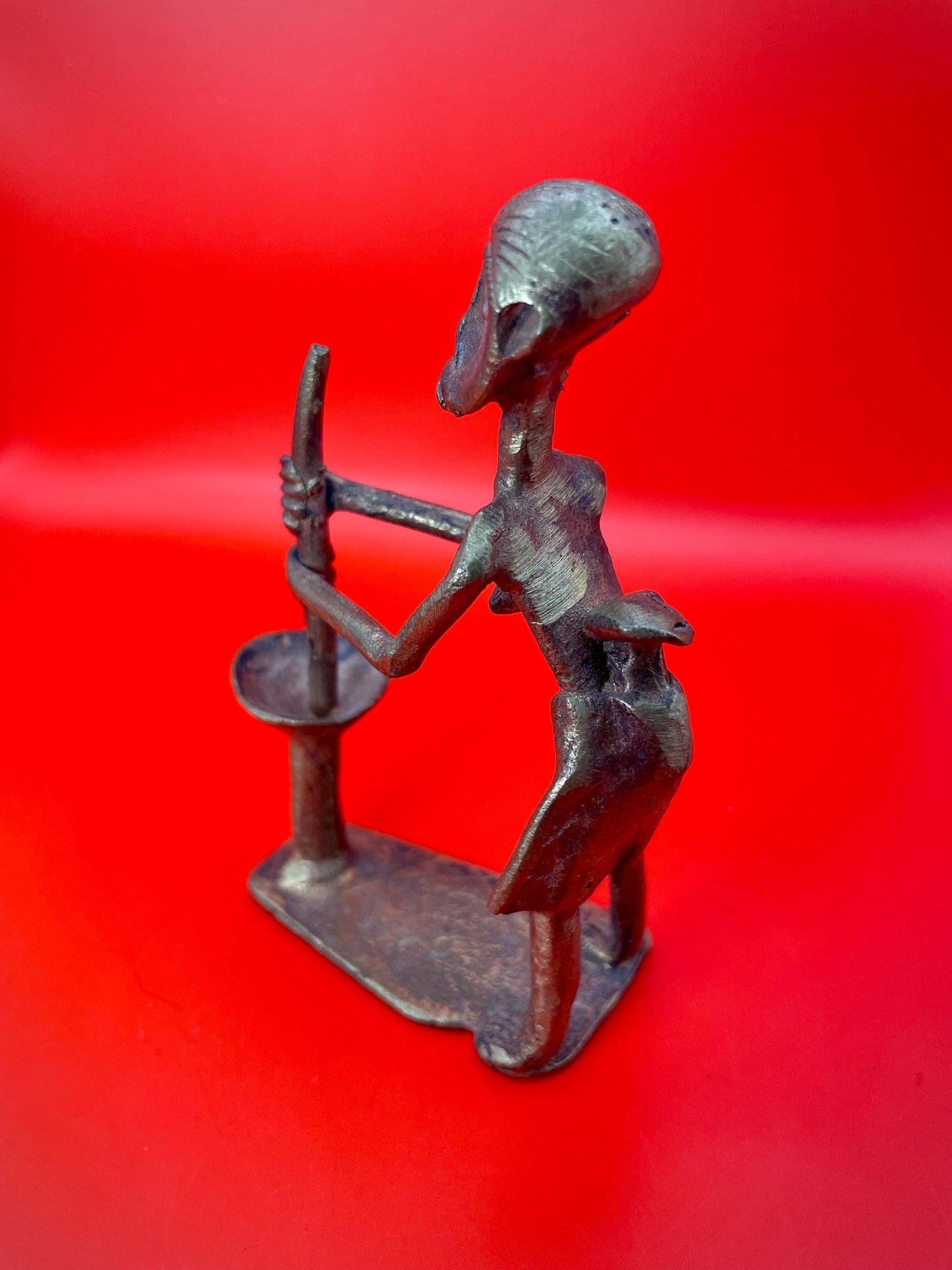 4.25 inch African Bronze Ashanti Statue  great patina