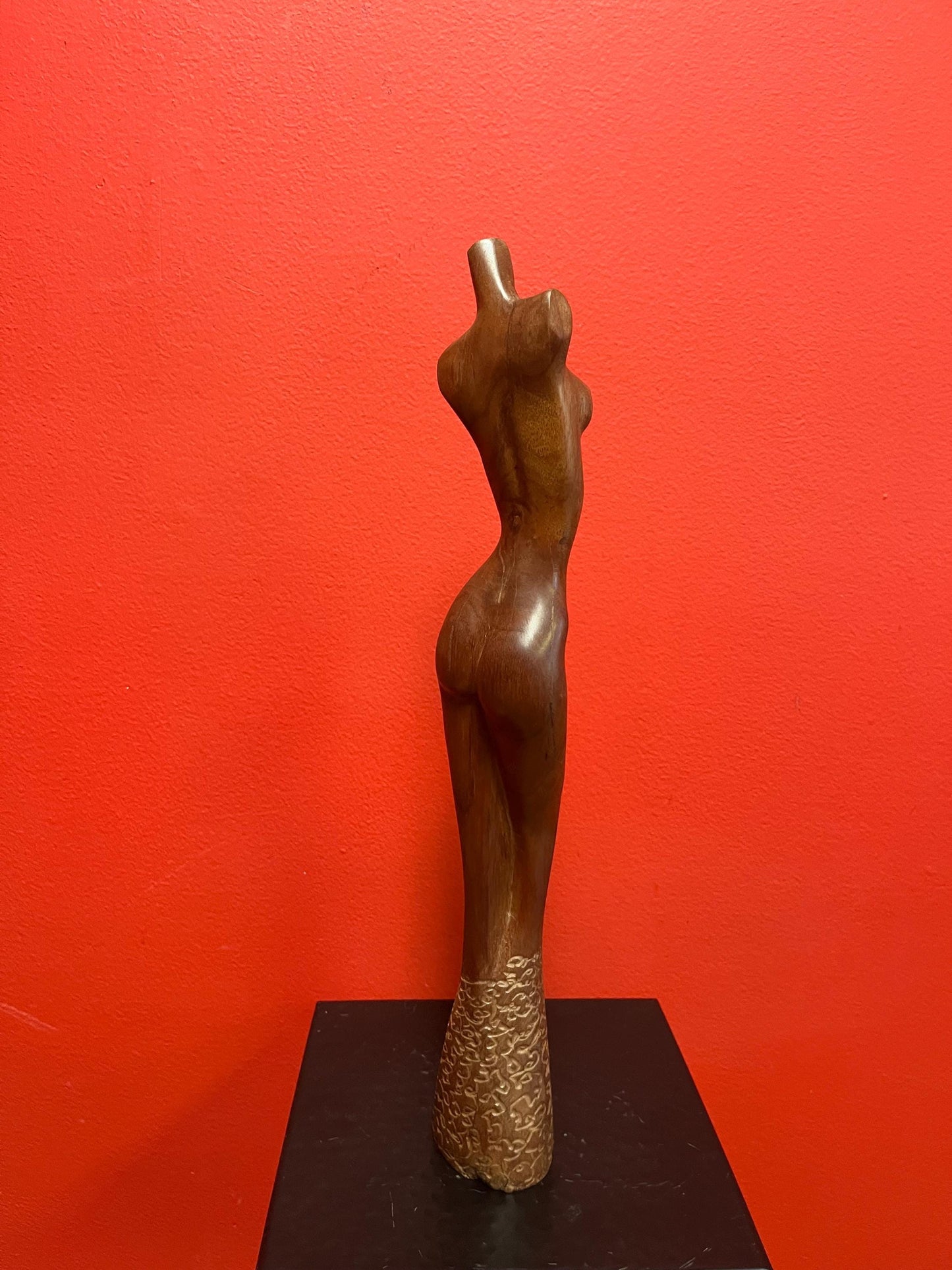 Lovely Asian 15 inch tall teak statue of a nude  lady  great condition and well-made and powerful imagery - nude woman