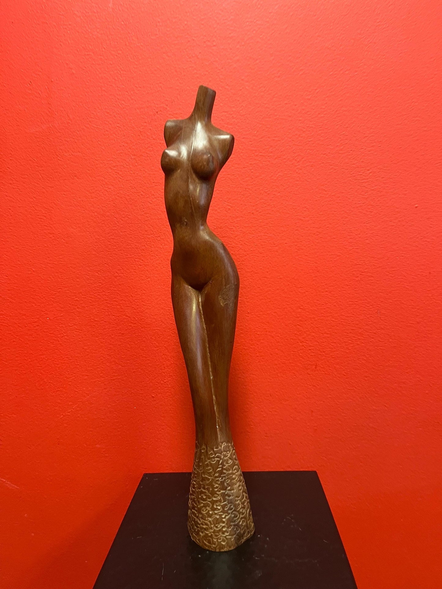 Lovely Asian 15 inch tall teak statue of a nude  lady  great condition and well-made and powerful imagery - nude woman
