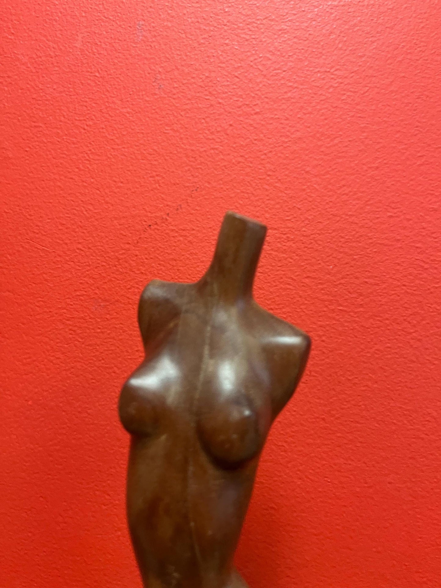 Lovely Asian 15 inch tall teak statue of a nude  lady  great condition and well-made and powerful imagery - nude woman
