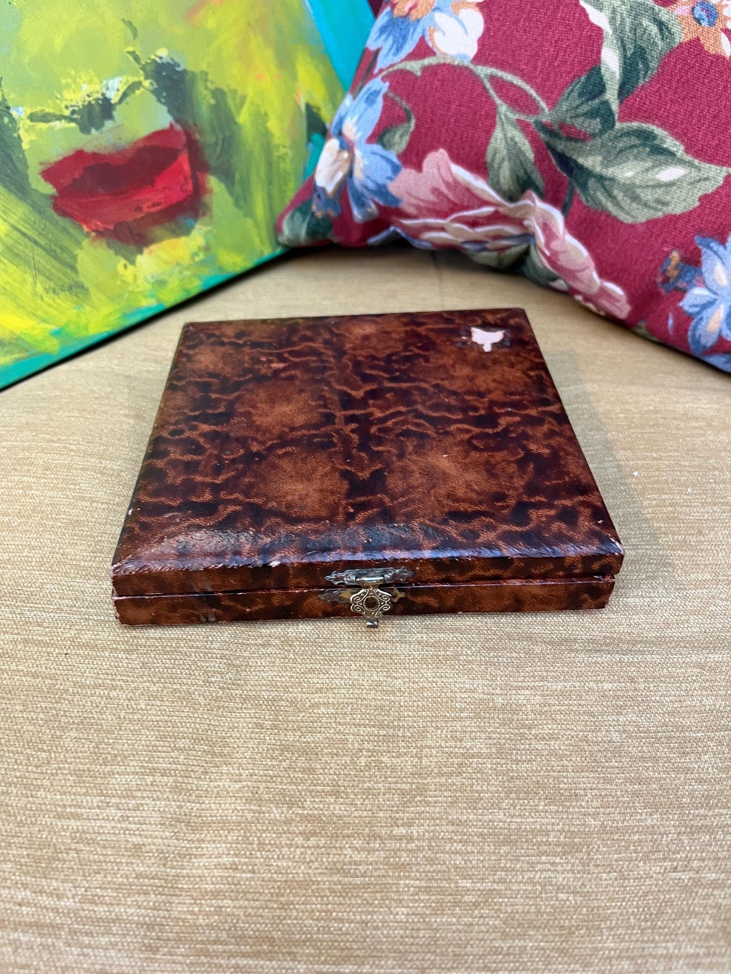 Set of six English antique silver plated hors doeuvre forks in original box  great value and perfect gift