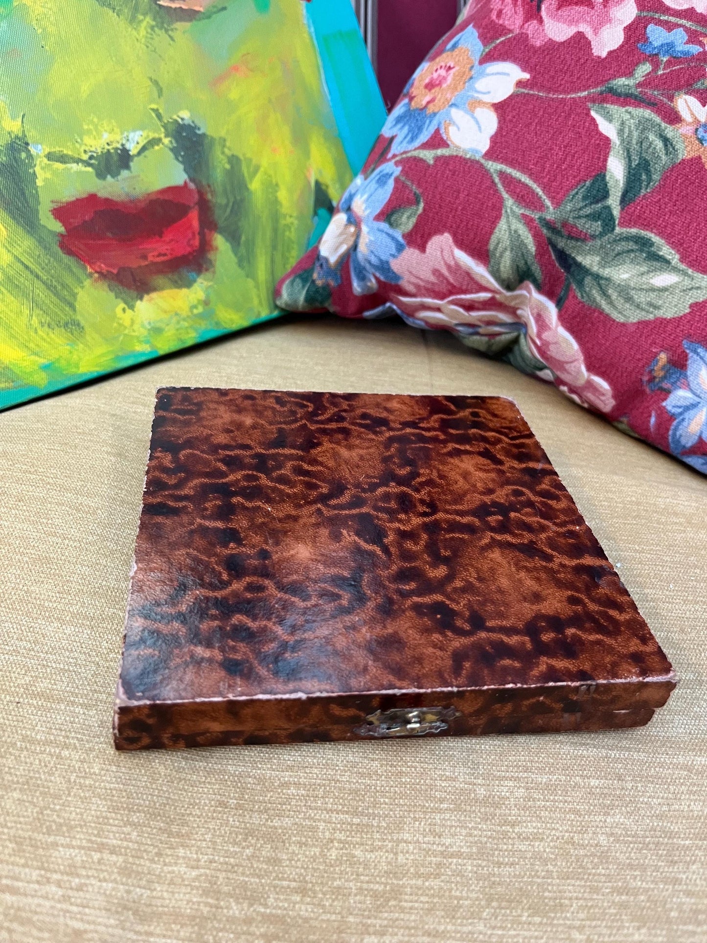 Set of six English antique silver plated hors doeuvre forks in original box  great value and perfect gift