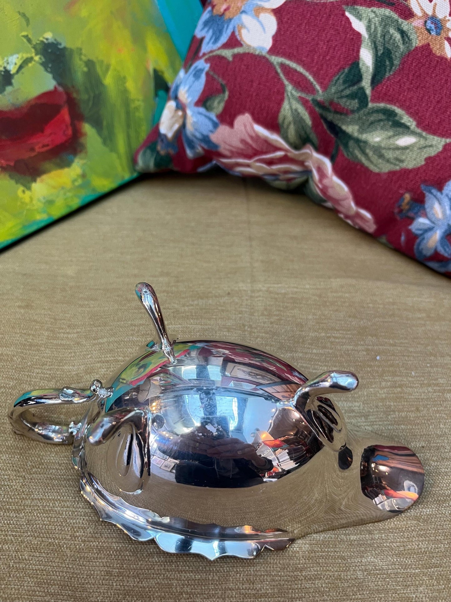 Beautiful 8 x 3 high antique English silver plated gravy boat -  polished and ready to gift or use - great value