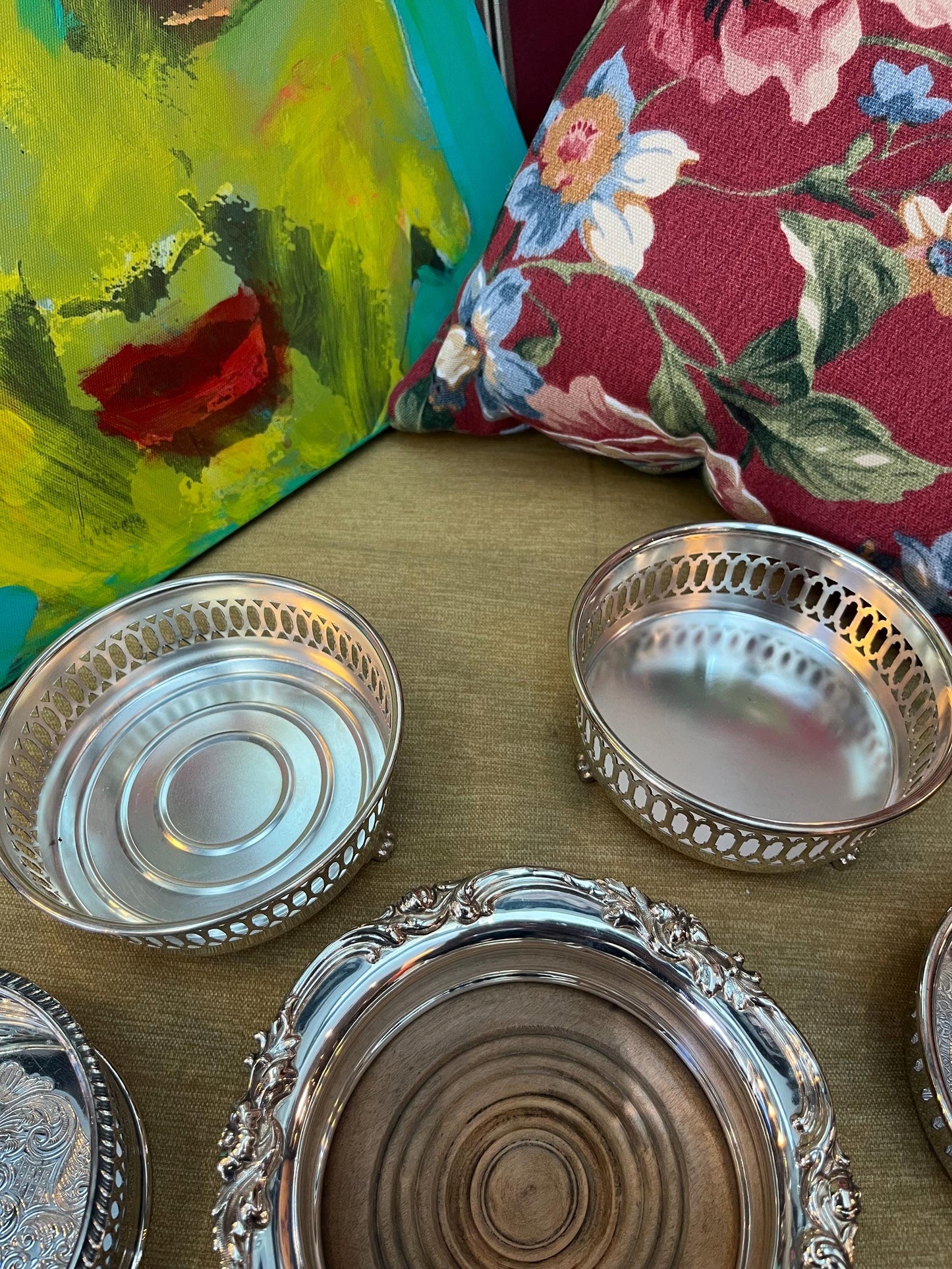 Large lot of English antique silver plated wine coasters - great gifts  super value  wow   all polished