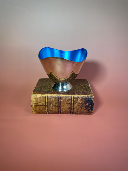 Signed Georg Jensen Style Enamelled Silver Playe Bowl  3.5 inches