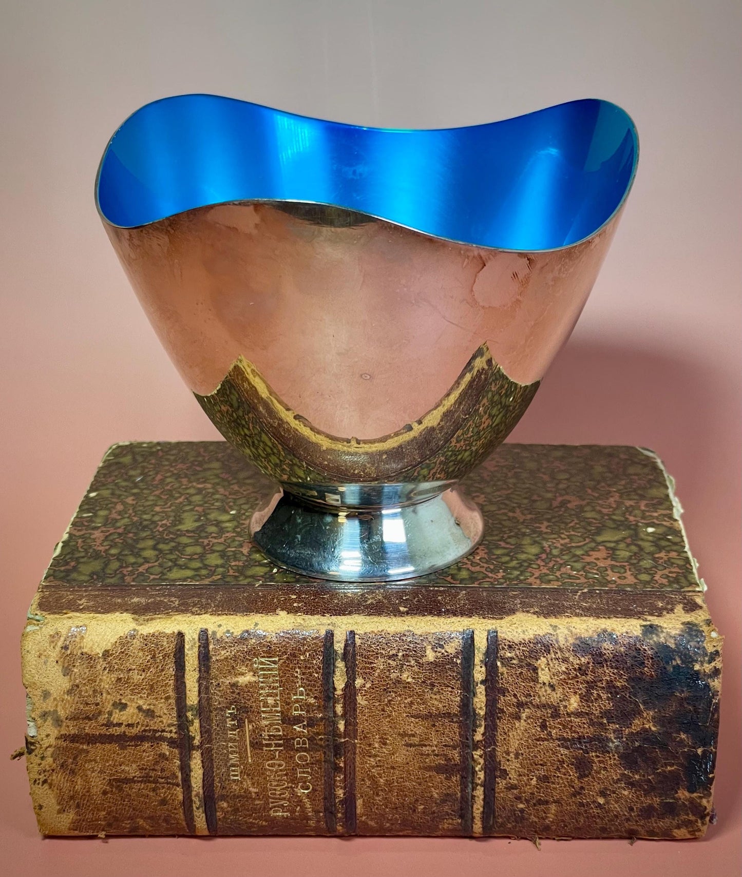 Signed Georg Jensen Style Enamelled Silver Playe Bowl  3.5 inches