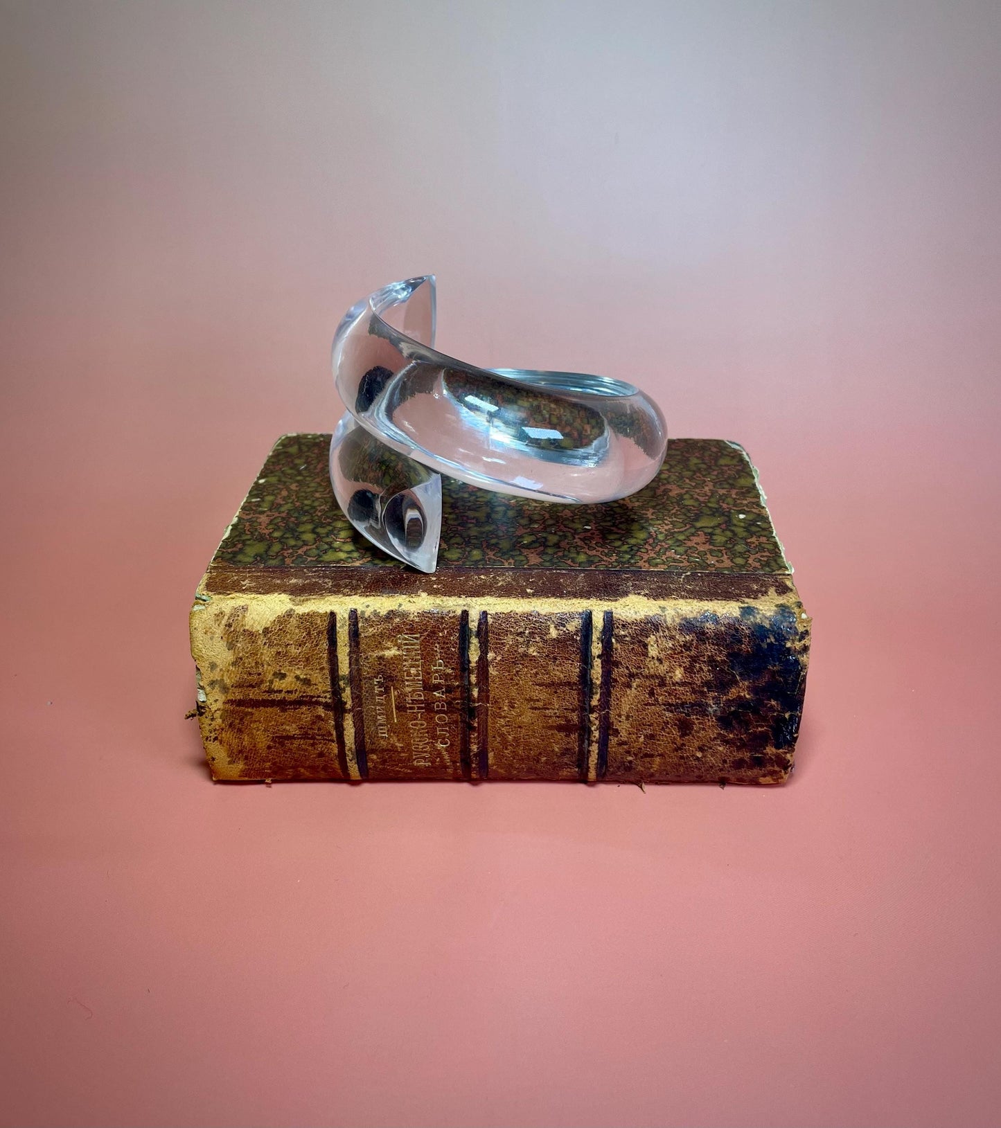 3.25 Transparent Lucite Overlap Bracelet  Modern Layered Statement