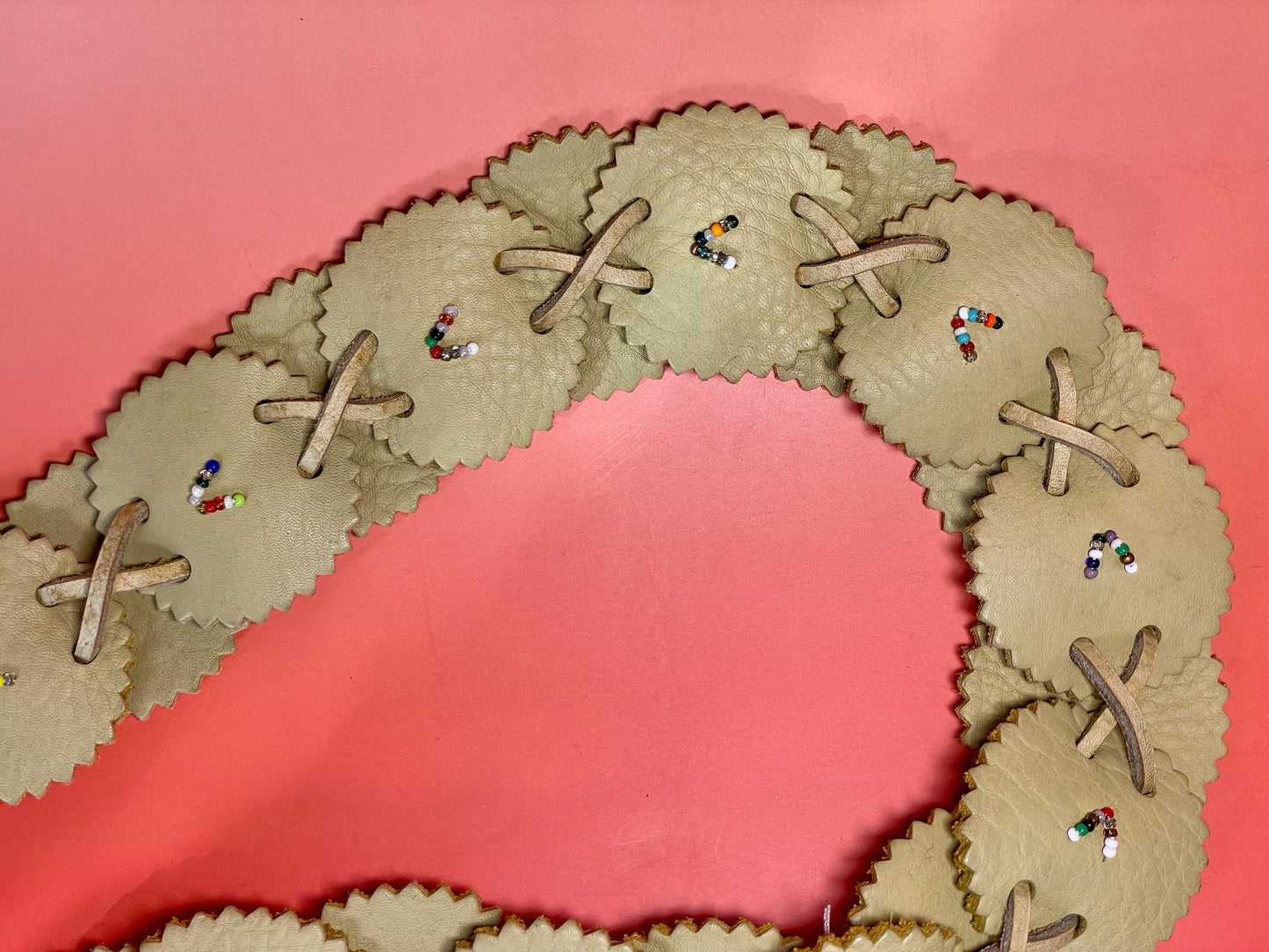 Indigenous Beaded Leather Belt