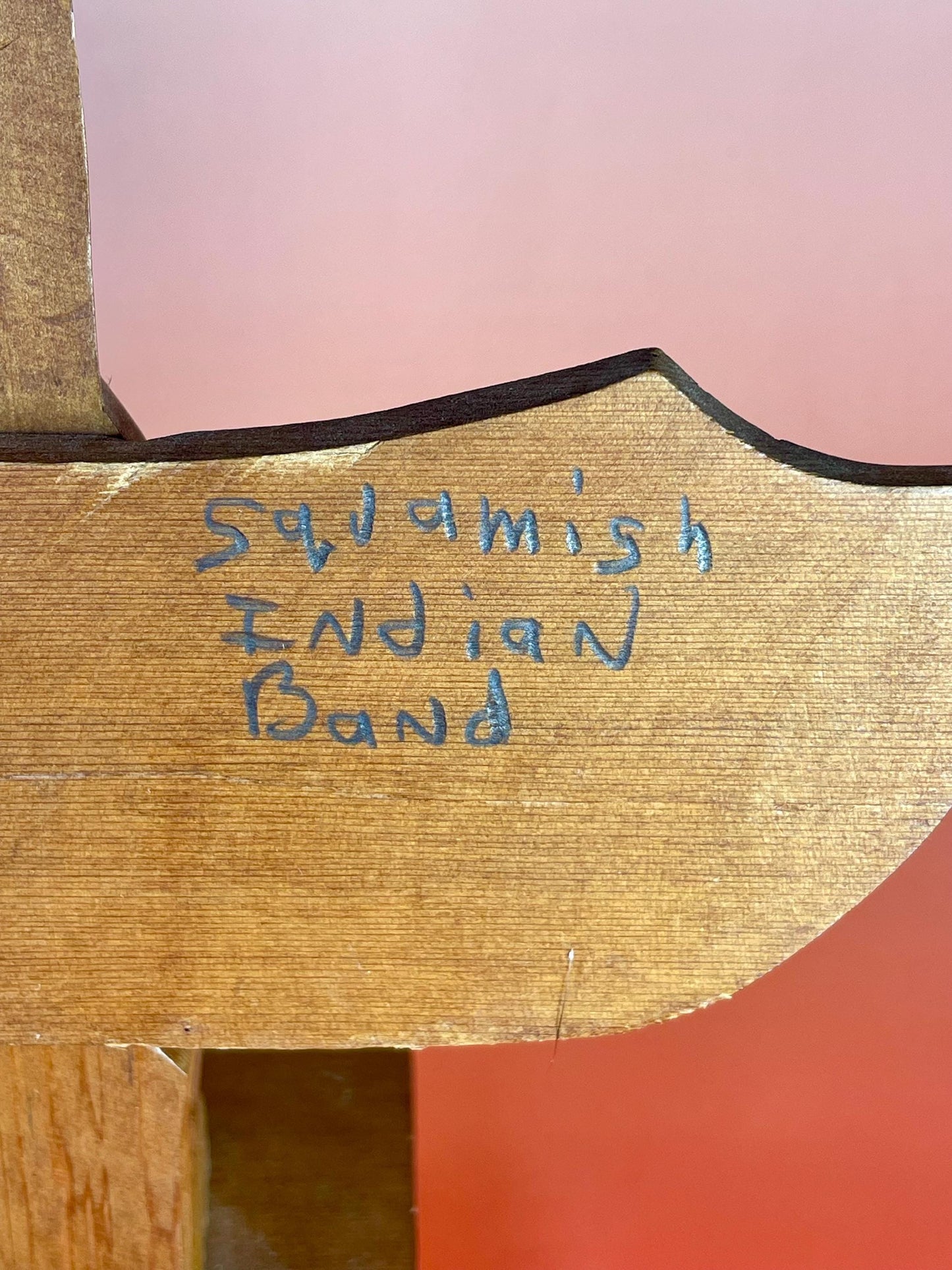 Cedar Carved Totem signed by Squamish Indian Band artist Gideon Billy