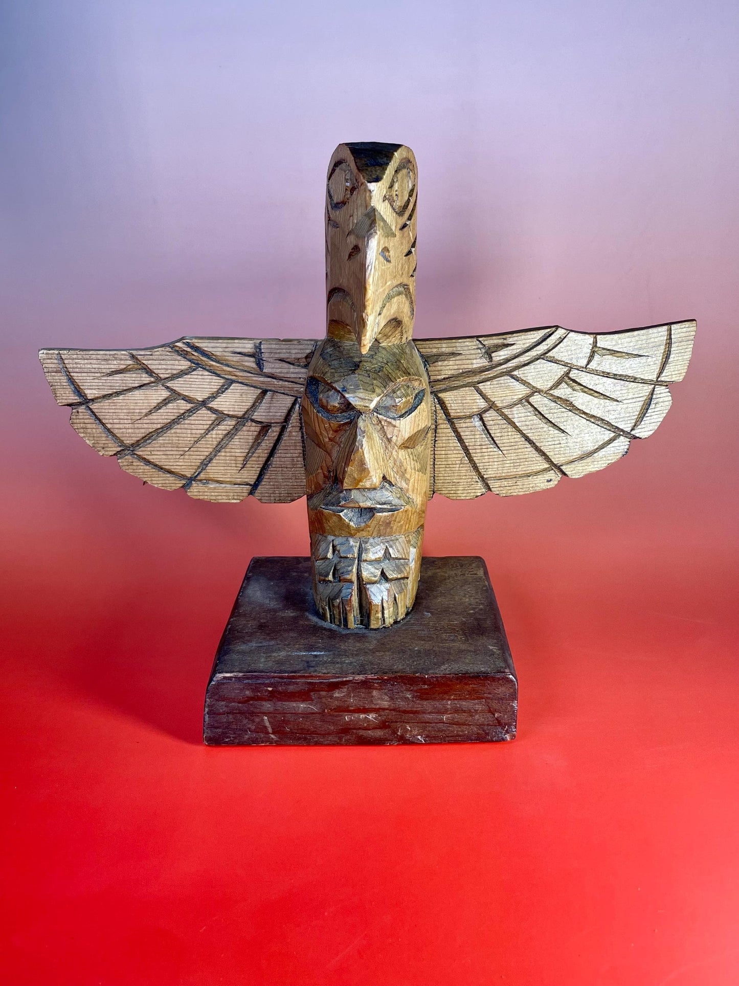 Signed Hand Carved Totem by Chief Seagull 8”