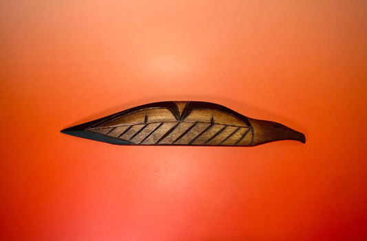 Signed Eagle Feather Carving by Frank and Dora Frenchie  Indigenous First Nations