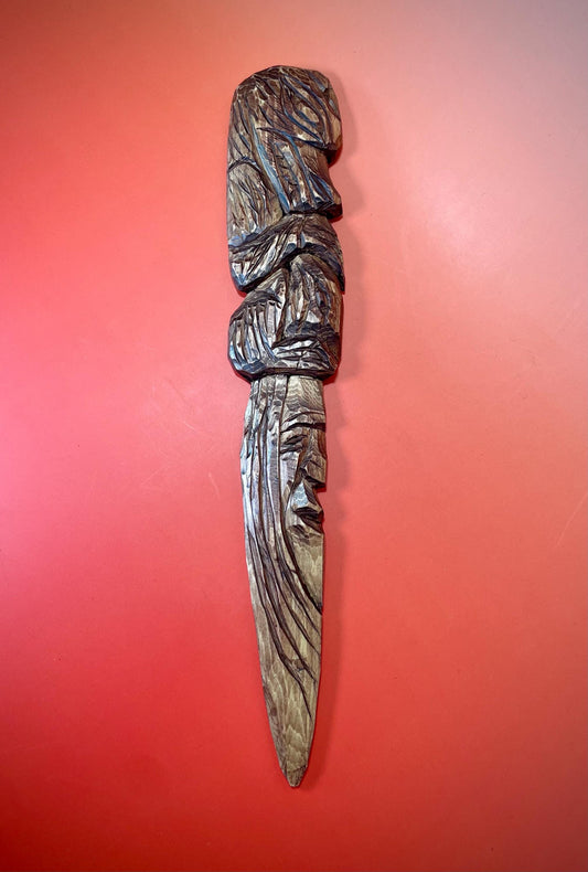 12 inch Signed Indigenous First Nations carved Knife
