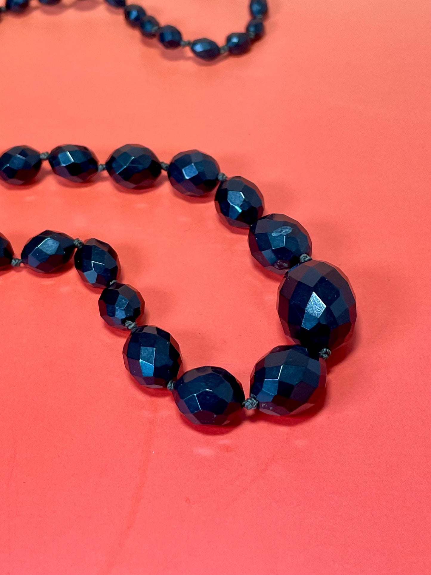 34 inch long Black beaded Necklace