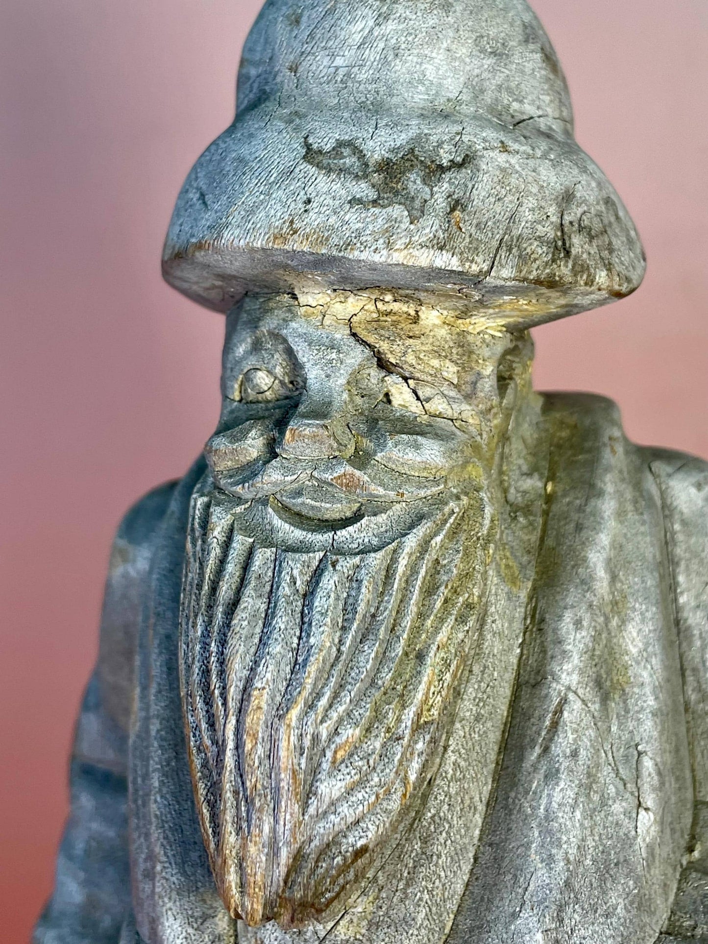 Ancient Wooden Sage Statue  A wise old relic