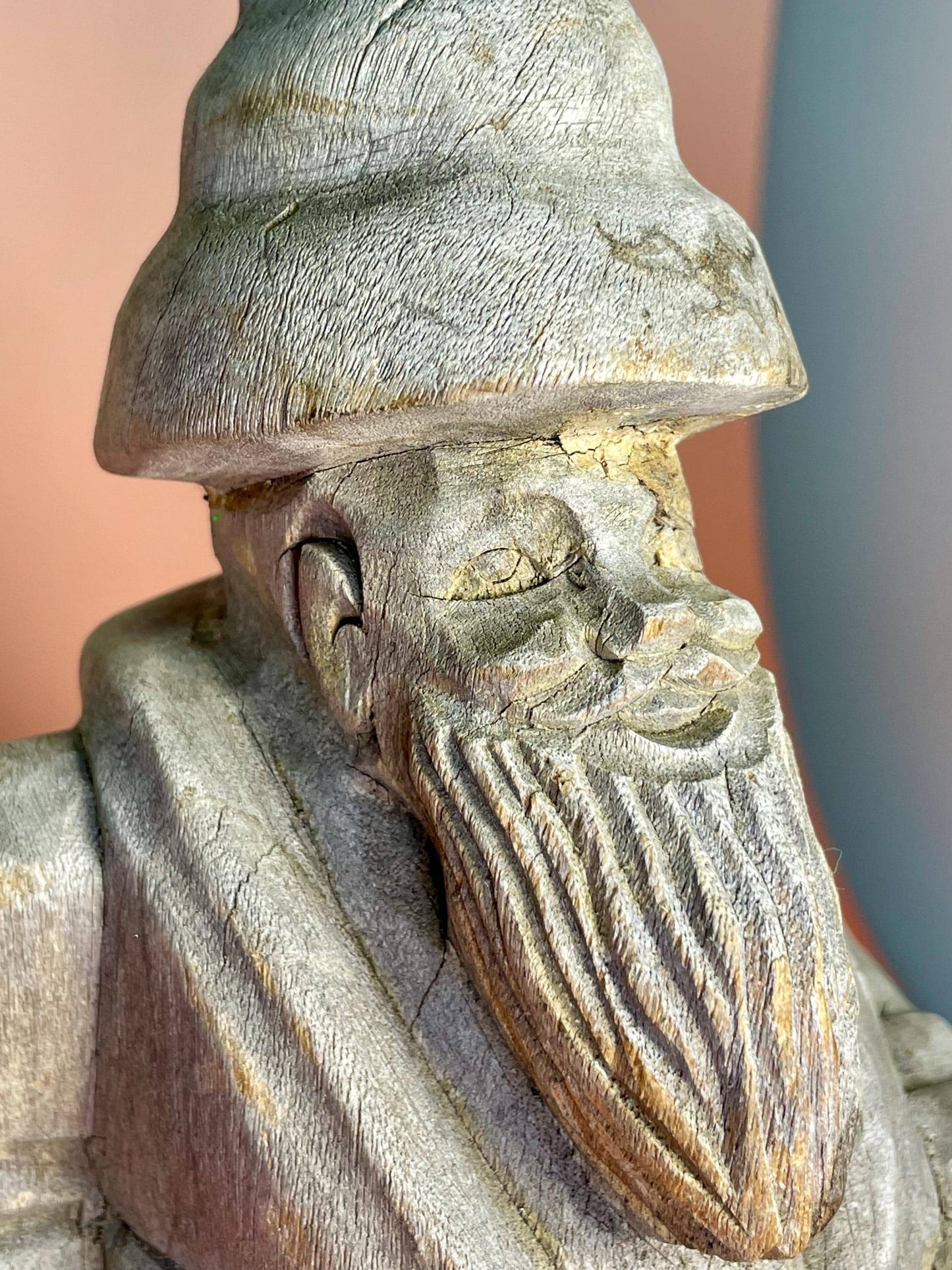 Ancient Wooden Sage Statue  A wise old relic