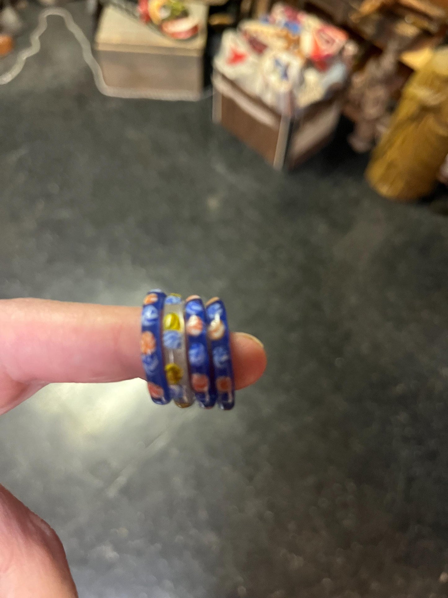 Group of hand blown glass rings  all size 7.5 and perfect gifts  good package deal price