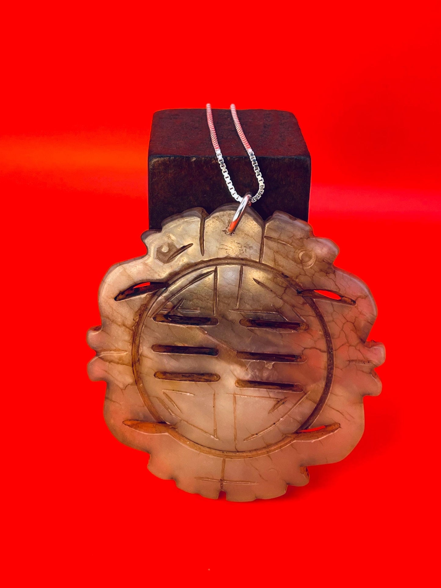 Amazing 2.25 inch jade pendant on silver chain