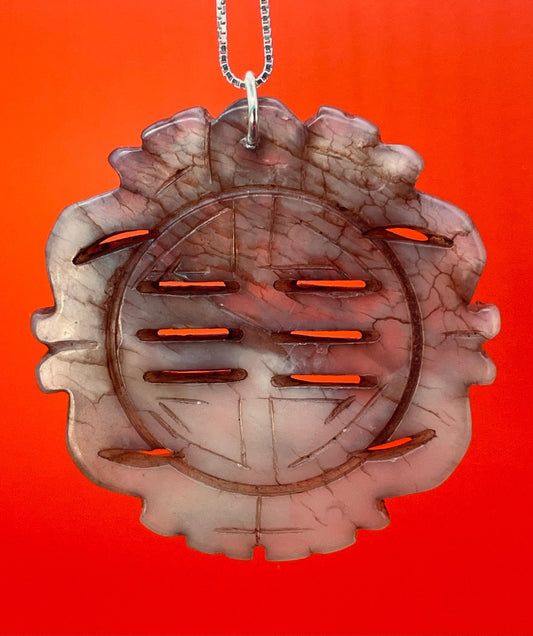 Amazing 2.25 inch jade pendant on silver chain