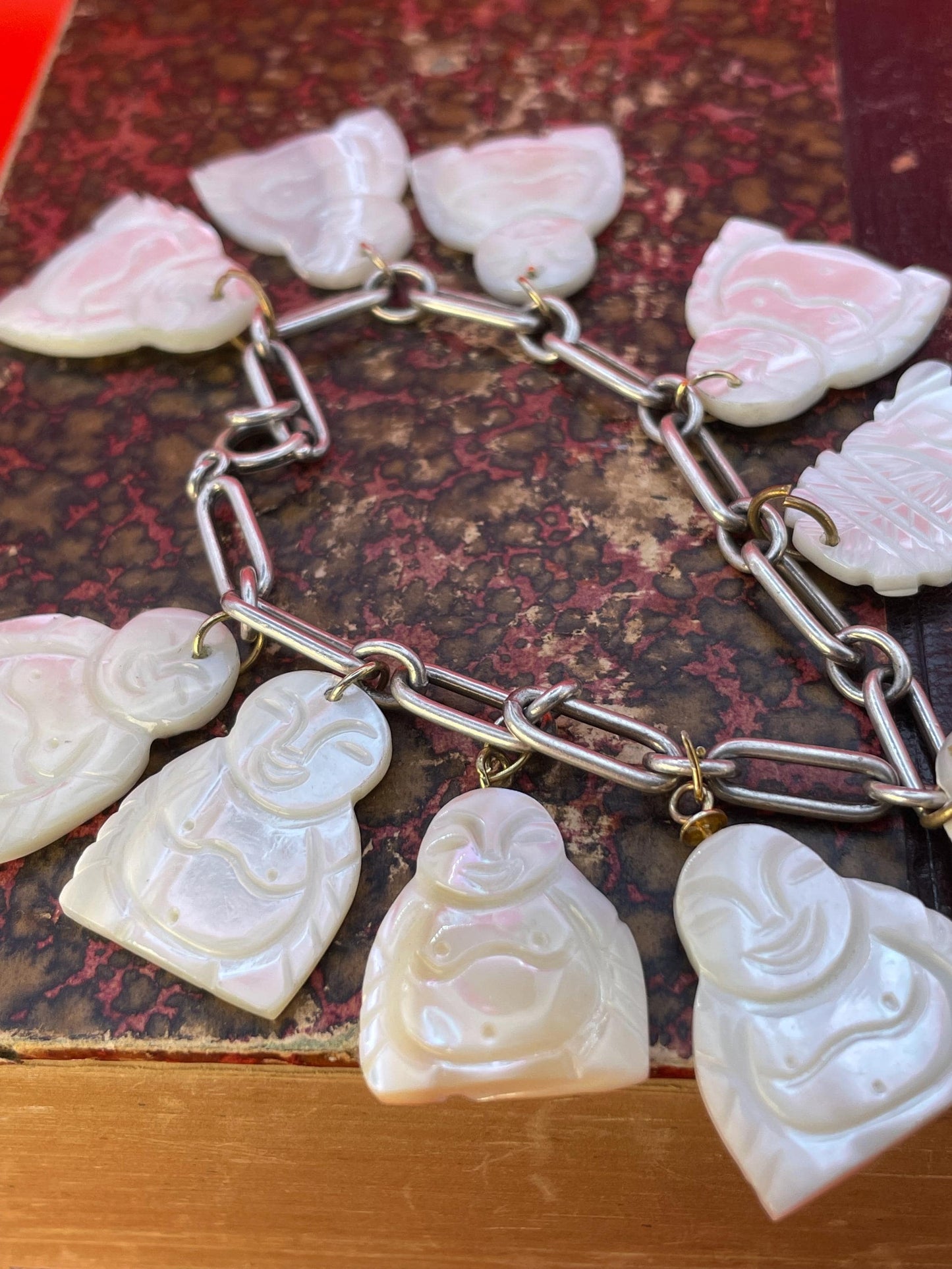 Mother of Pearl Buddha charm bracelet