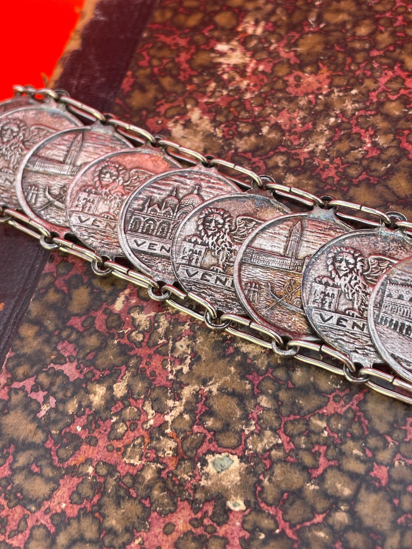 9 inch Italian silver coin bracelet