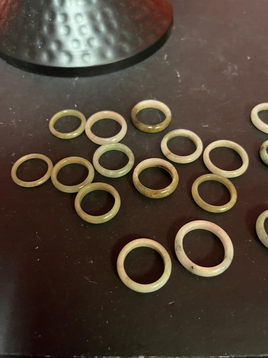 large lot Chinese old  jade rings  various sizes  great package deal