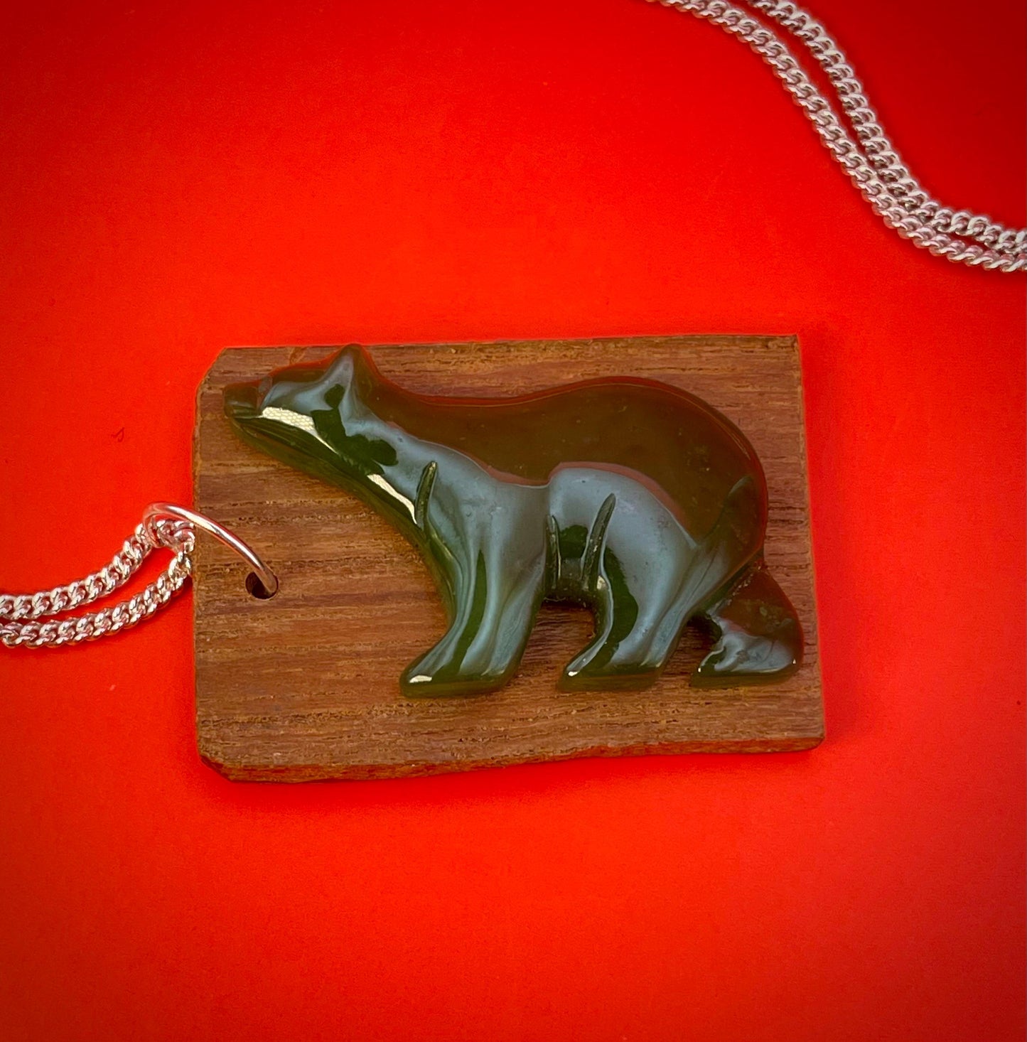 1.5 inch Bear Pendant on silver Chain