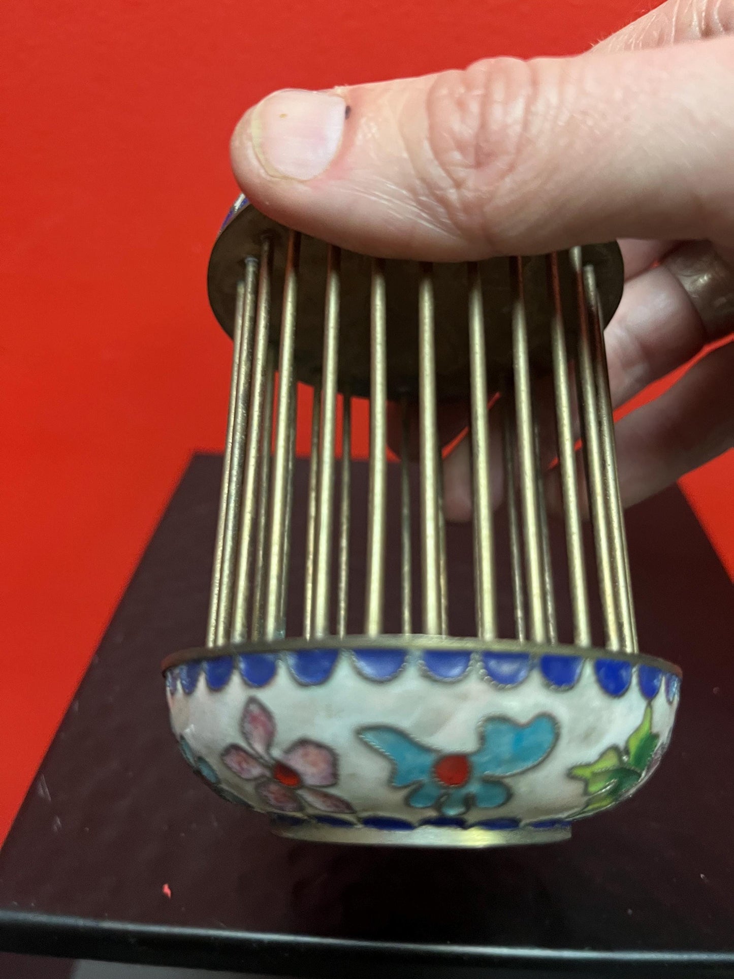 Beautiful antique 7 inch tall Chinese cloisonné birdcage  great condition and great price