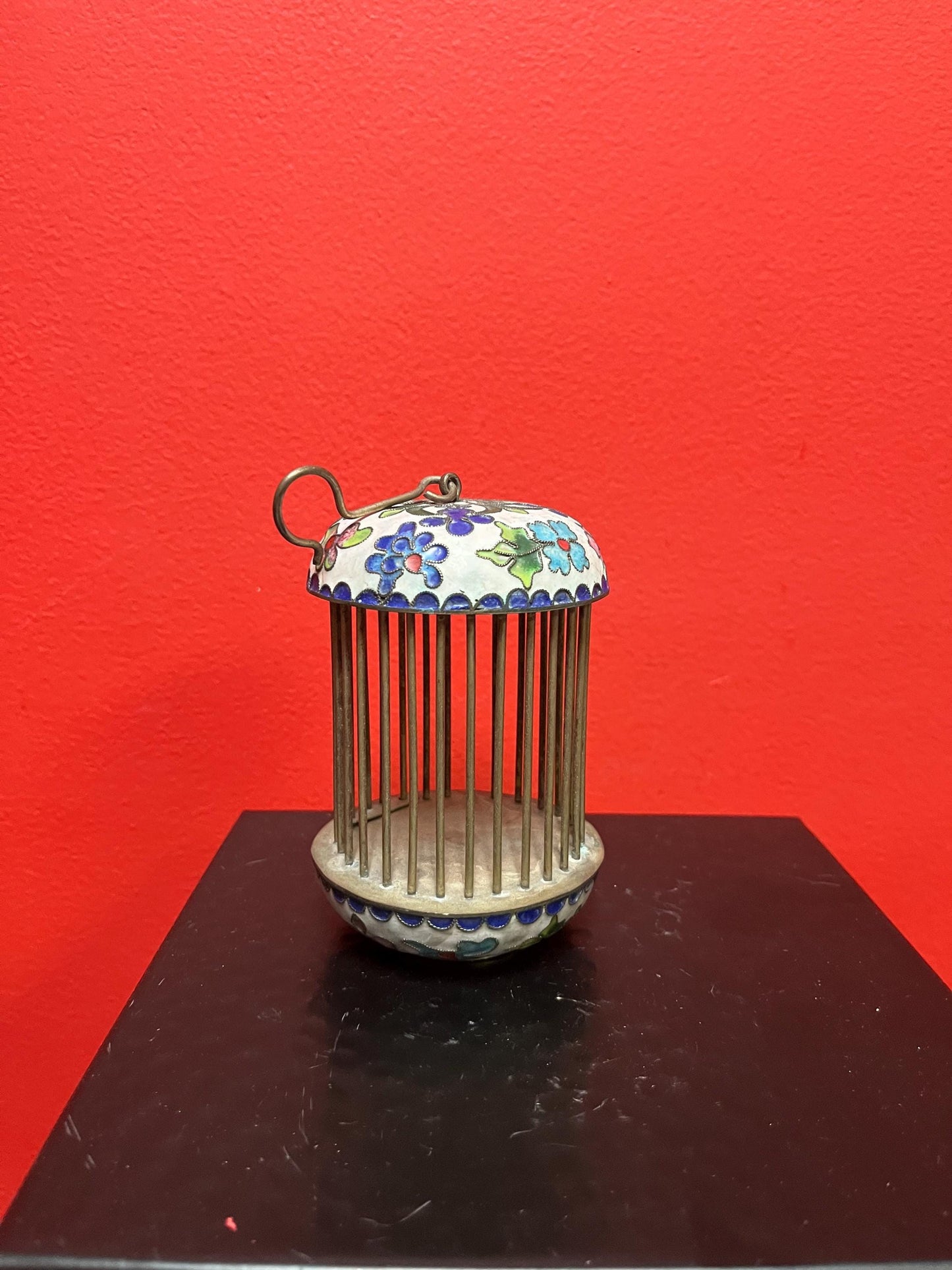 Beautiful antique 7 inch tall Chinese cloisonné birdcage  great condition and great price