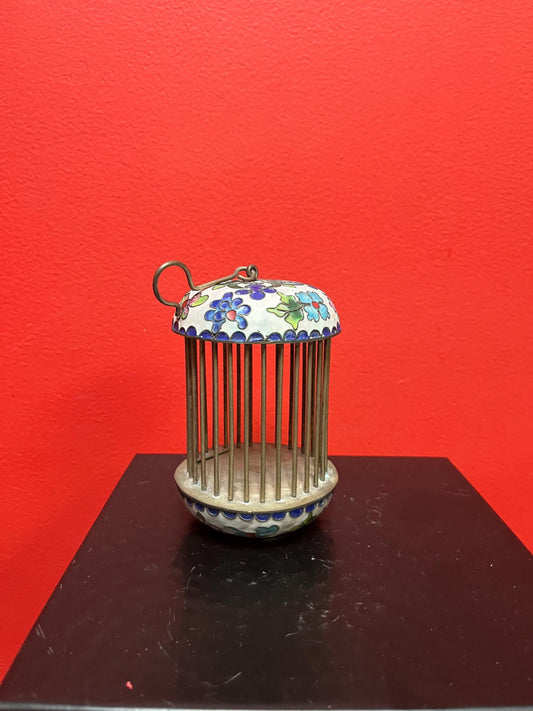 Beautiful antique 7 inch tall Chinese cloisonné birdcage  great condition and great price