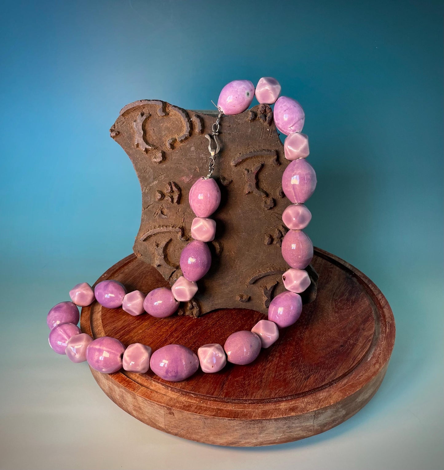 25.5 Unique Pottery Bead Necklace
