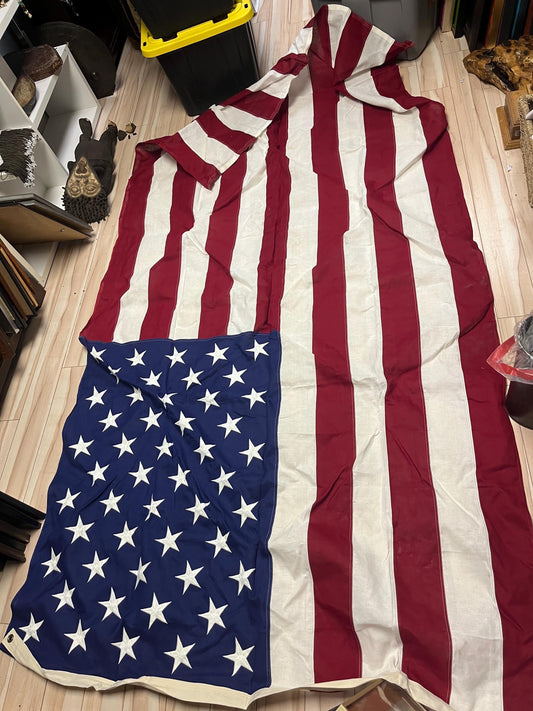 Stunning approximately 9 x 4 ft vintage American cotton flag in good condition. See photos.  the American dream -