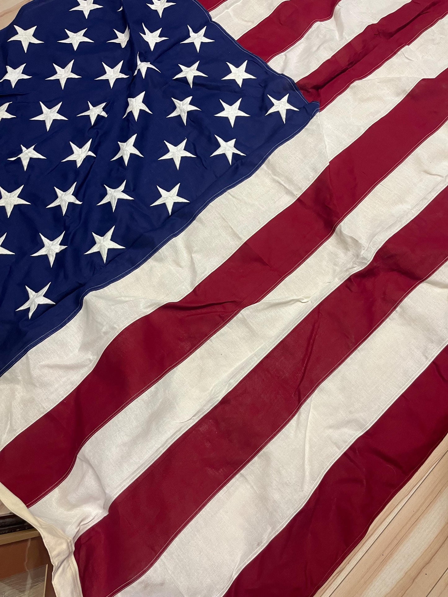 Stunning approximately 9 x 4 ft vintage American cotton flag in good condition. See photos.  the American dream -
